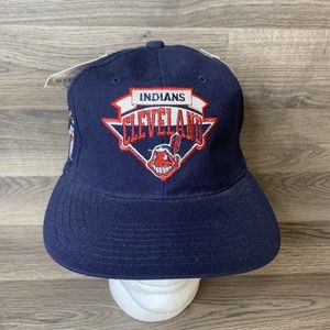 Vintage 90s Cleveland Indians Chief Wahoo Logo Snapback Hat Cap